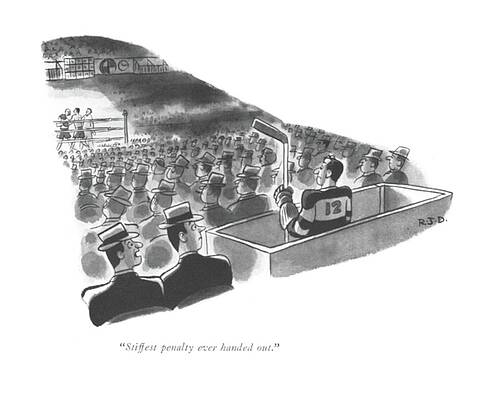 Hockey Drawing - Stiffest Penalty Ever Handed Out by Robert J. Day