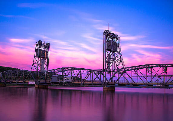 Sunset Over Steel Bridge Photograph
