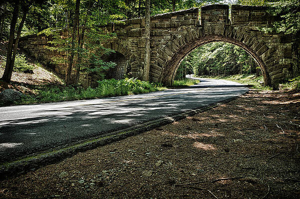 Maine Wall Art featuring the photograph Stone Arch Bridge Stanley Brook Drive Acadia National Park by Jeff Sinon