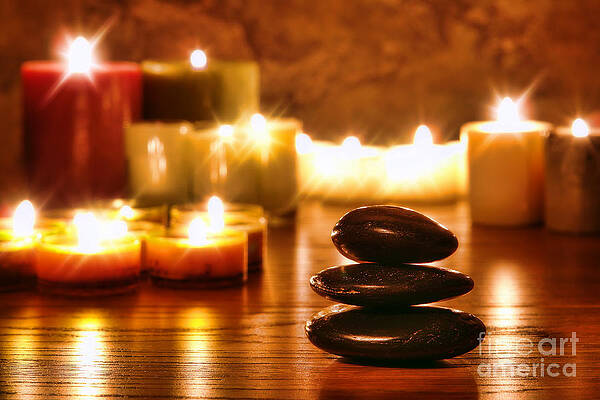 Calming Candlelit Zen Stones Wall Art