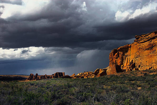 Sacred Wall Art featuring the photograph Storm Over Pueblo Bonito by Ghostwinds Photography