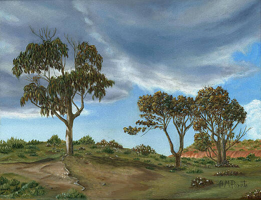 Eucalyptus Trees Under a Dramatic Sky Painting