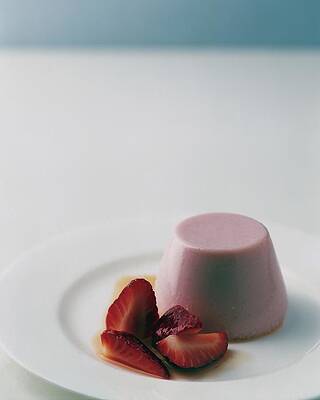 Baking Wall Art featuring the photograph Strawberry Panna Cotta With Strawberry Compote by Romulo Yanes