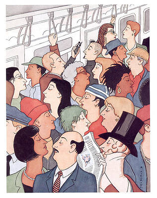 Crowded Subway Ride Digital Art