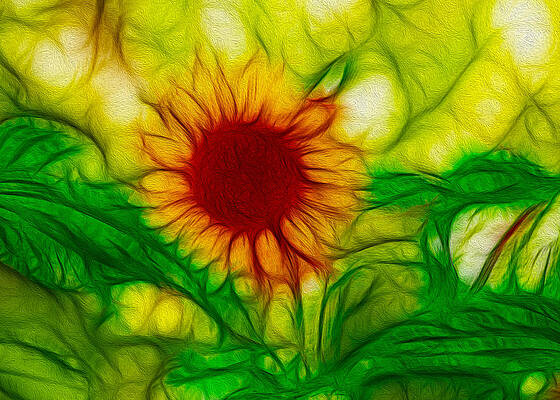 Summer Painting - Sun And A Flower by Omaste Witkowski
