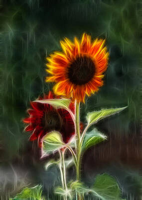 Summer Painting - Sunflowers In The Rain by Omaste Witkowski