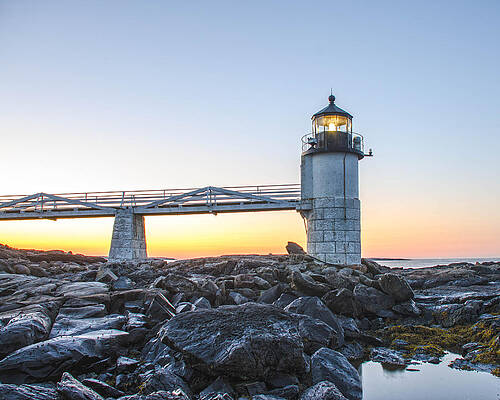 Wall Art featuring the photograph Sunrise At Marshall Point Lighthouse by Gary Wightman