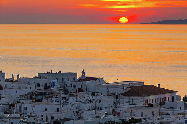 Wall Art featuring the photograph Sunset In Mykonos by Deimagine