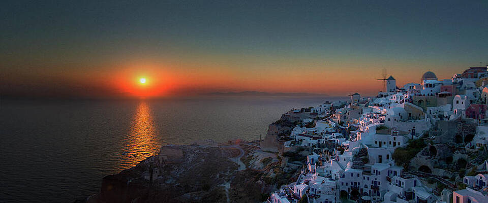 Sunset Over Santorini Coastline Wall Art