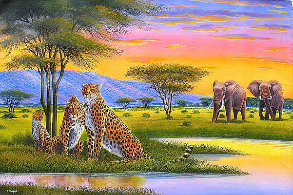 Sunset Painting - Sunset Watch by Jane Wanjeri