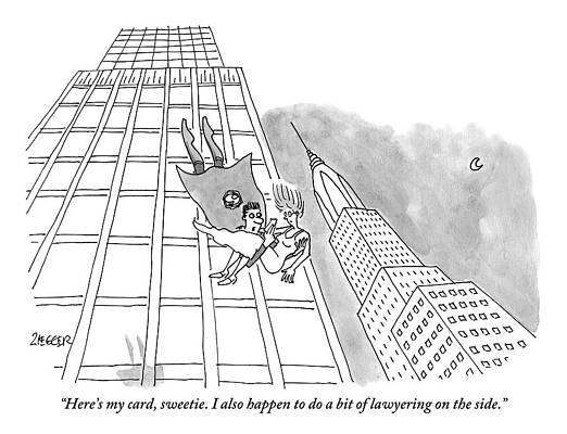 Superhero Offering Business Card Drawing