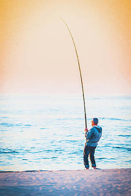 Wall Art featuring the photograph Surf Fishing - Digital Photo Art by Duane Miller