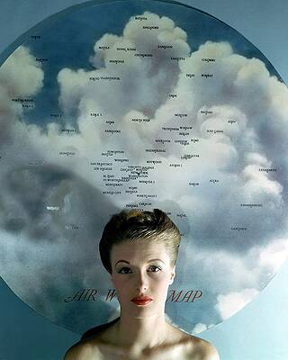 Woman with World Map Backdrop Wall Art