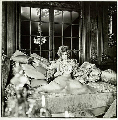Wall Art featuring the photograph Suzy Mehle On A Sofa In Her Mansion by Raymundo de Larrain