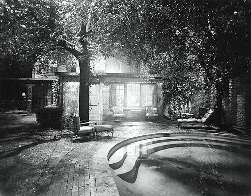 Illuminate Photograph - Swimming Pool In Garden At Night by William Grigsby
