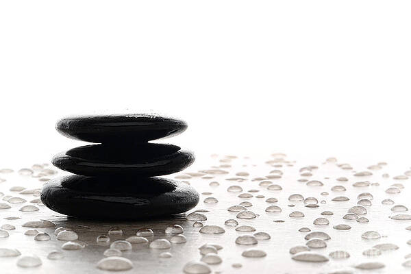 Stacked Zen Stones with Water Droplets Wall Art
