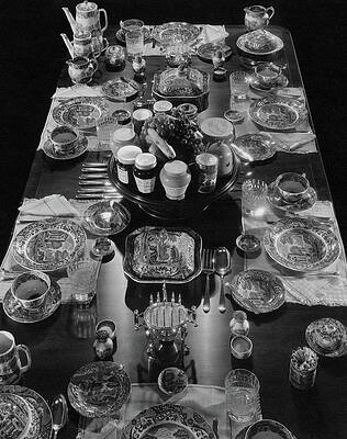 Elegant Black and White Dinner Table Photograph