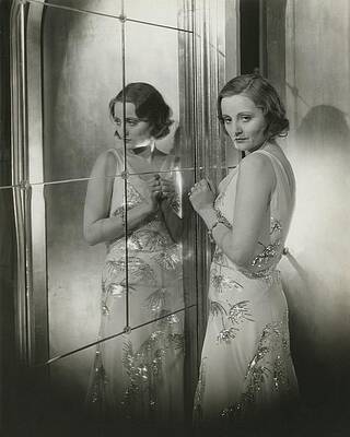 Elegant Woman in Mirror Reflection Wall Art