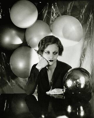 Woman With Balloons and Mirror Ball Photograph
