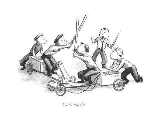 Battle Wall Art featuring the drawing Tank Battle by William Steig