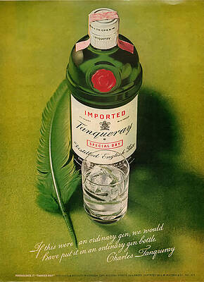 Tanqueray Gin Bottle and Glass Digital Art