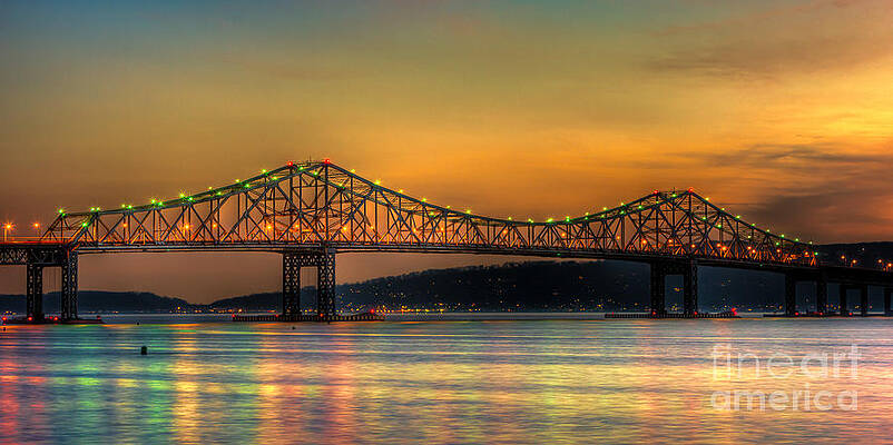 Brightly Lit Bridge at Sunset Wall Art
