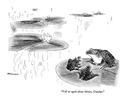 Frogs Discuss Water Lilies Drawing