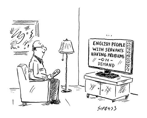 Man Watching Satirical TV Show Drawing