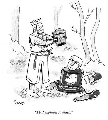 Crown Wall Art featuring the drawing That Explains So Much by Benjamin Schwartz