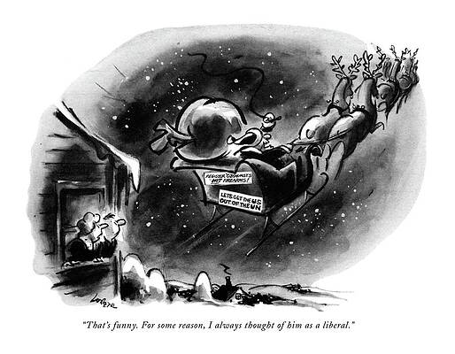Santa Claus Drawing - That's Funny. For Some Reason by Lee Lorenz