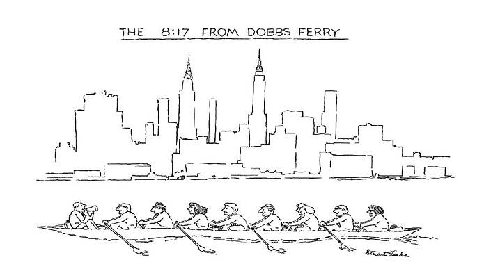 Rowers in Front of City Skyline Wall Art