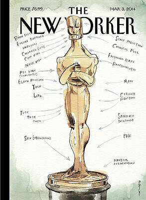 Oscar Statue with Cosmetic Surgery Notes Wall Art