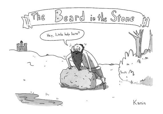 Round Drawing - The Beard In The Stone -- A Man With His Beard by Zachary Kanin