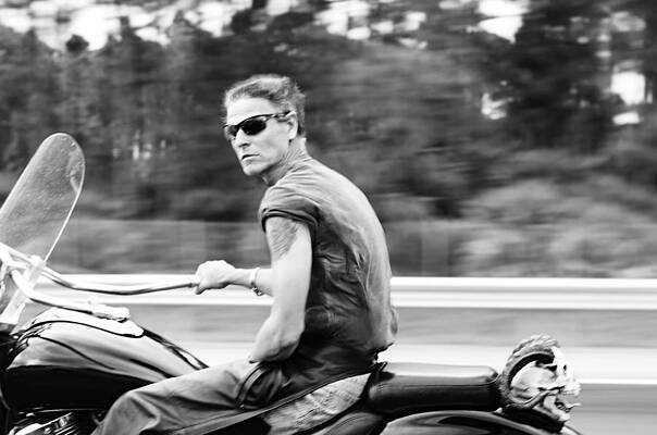 Man Riding Motorcycle with Panning Effect Wall Art