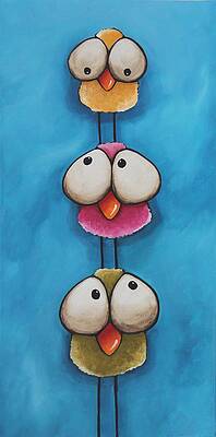 Stacked Quirky Birds Wall Art