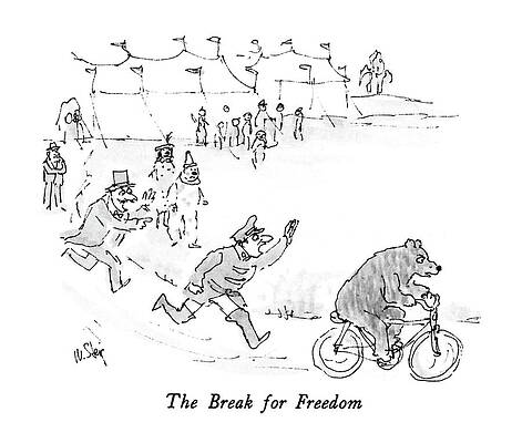 Break Wall Art featuring the drawing The Break For Freedom by William Steig