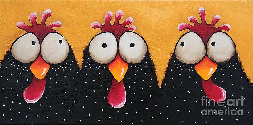 Three Comical Chickens Wall Art