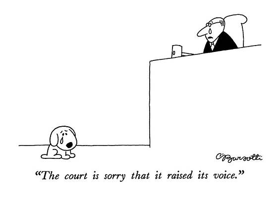 Dog in Courtroom Cartoon Wall Art