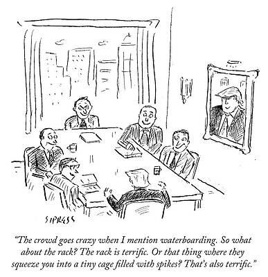 Crowd Drawing - The Crowd Goes Crazy When I Mention Waterboarding by David Sipress