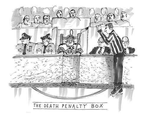 Hockey Drawing - The Death Penalty Box by Michael Crawford