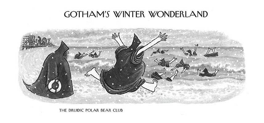 Ski Drawing - The Druidic Polar Bear Club by Arnold Roth