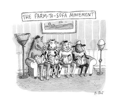 Farm Animals Lounging on Sofa Wall Art