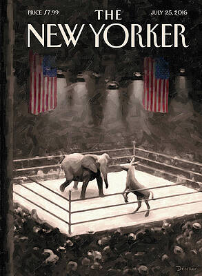 Political Animals in a Boxing Ring Painting