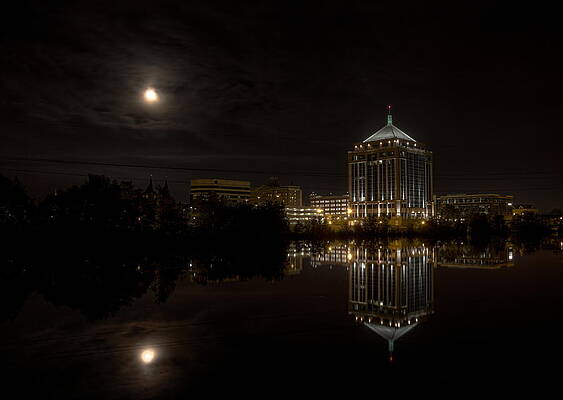 Reflection Photograph - The Full Moon Over The Dudley Tower by Dale Kauzlaric