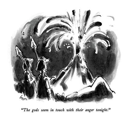 Native Drawing - The Gods Seem In Touch With Their Anger Tonight by Lee Lorenz