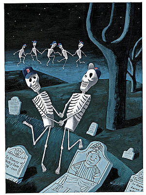 Skeletons Dancing in a Graveyard Digital Art