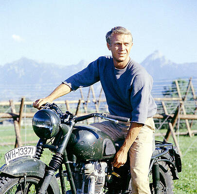 Steve McQueen Riding a Classic Motorcycle Digital Art