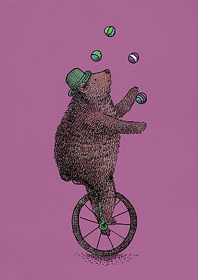 Bear Juggling on Unicycle Wall Art