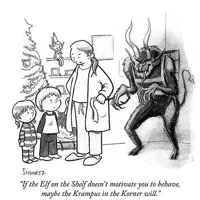 Celebration Drawing - The Krampus In The Korner by Benjamin Schwartz