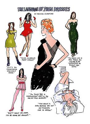 Combat Drawing - The Language Of Prom Dresses by Michael Crawford